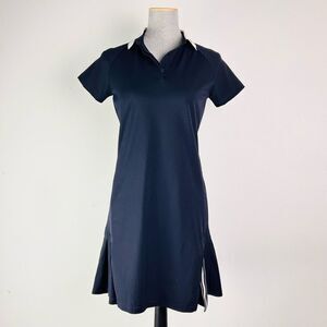 Honma Golf Dress - White Navy Polo Collared Pleated